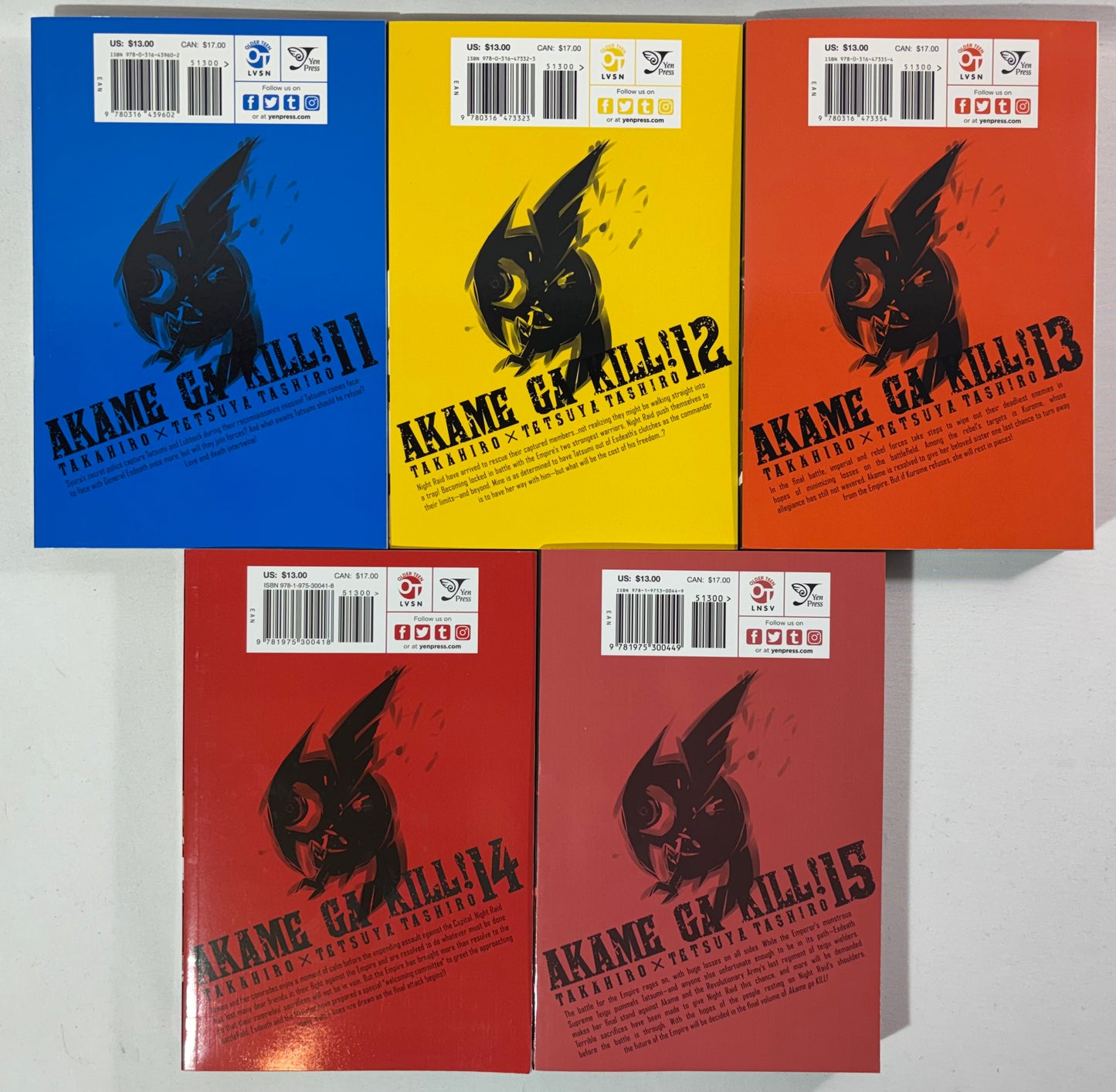 Akame Ga Kill Volumes 1-15 Full Set